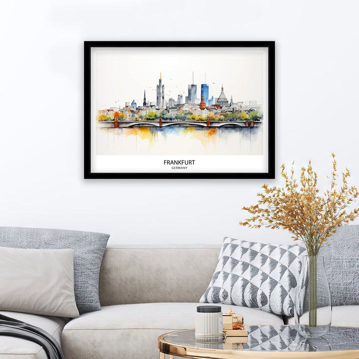 Frankfurt Skyline Germany Poster Modern Cityscape Art Financial District Poster Urban Skyline