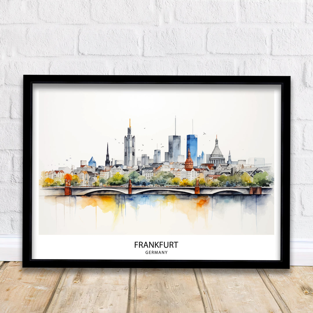 Frankfurt Skyline Germany Poster Modern Cityscape Art Financial District Poster Urban Skyline