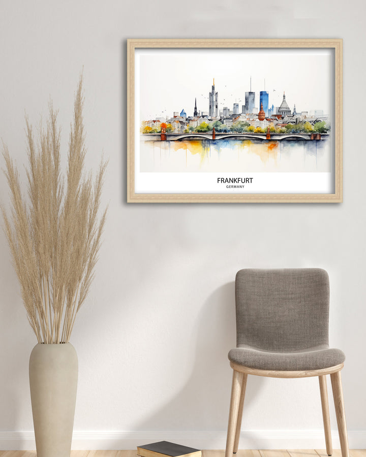 Frankfurt Skyline Germany Poster Modern Cityscape Art Financial District Poster Urban Skyline