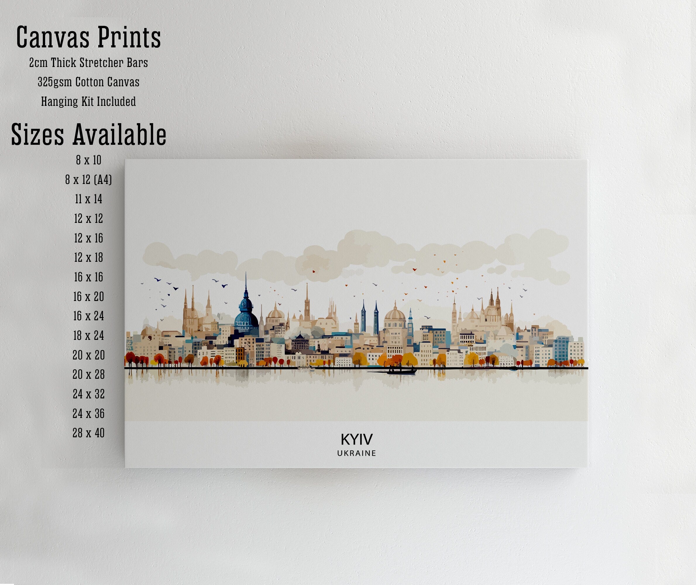 Kyiv Ukraine Skyline Art Print | Watercolor Cityscape Poster
