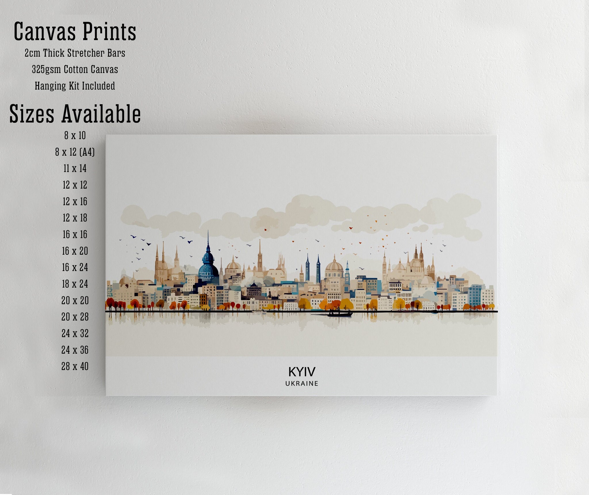 Kyiv Ukraine Skyline Art Print | Watercolor Cityscape Poster