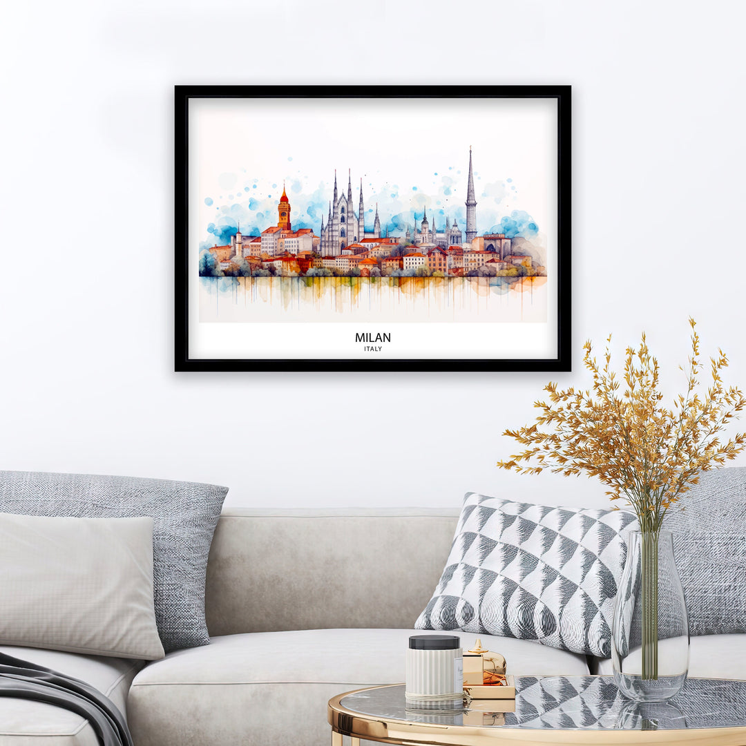 Milan Skyline Italy Poster Cityscape Art Fashion Capital Poster Italian Urban Landscape