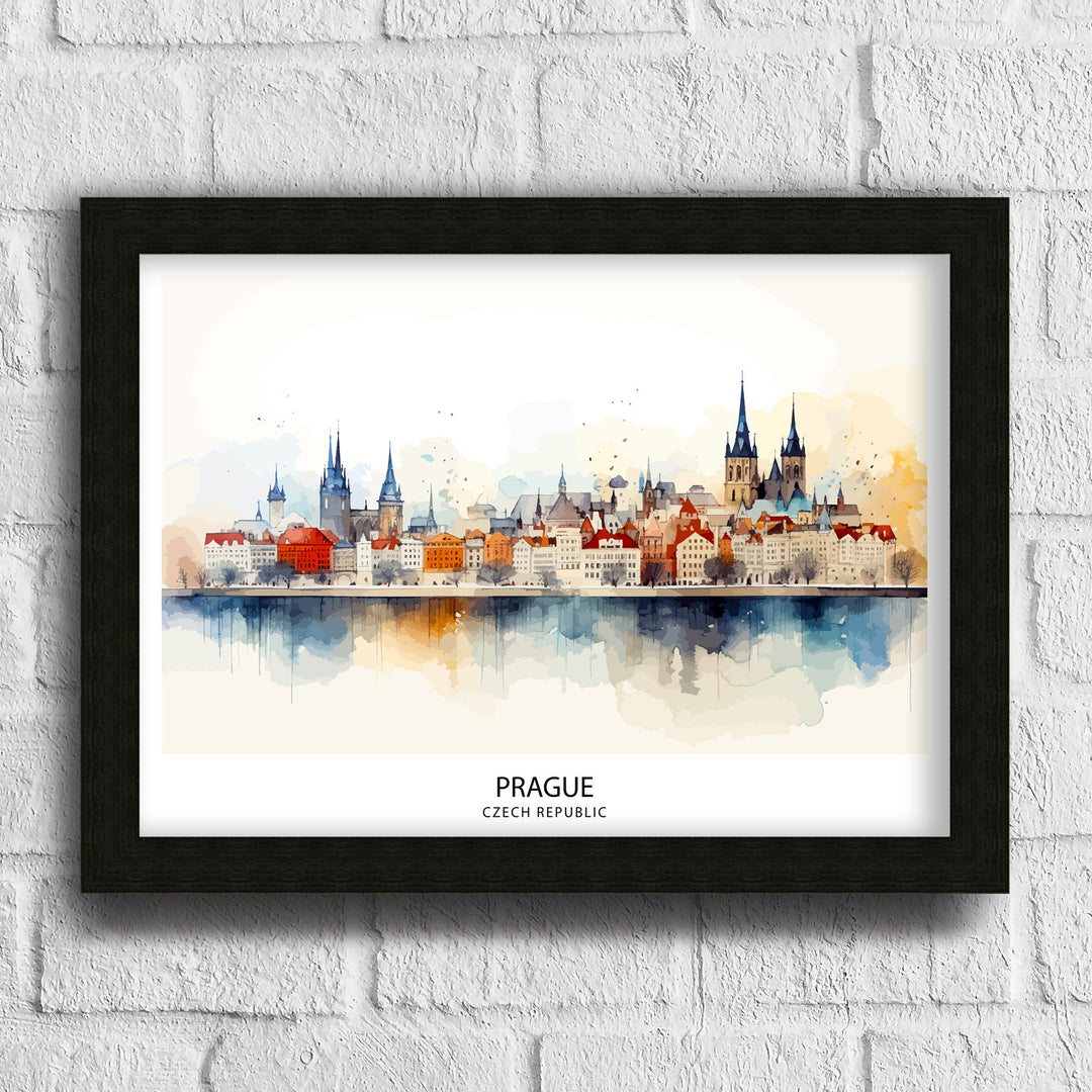 Prague Skyline Czech Republic Poster Historic Cityscape Art Charles Bridge Poster Bohemian Capital