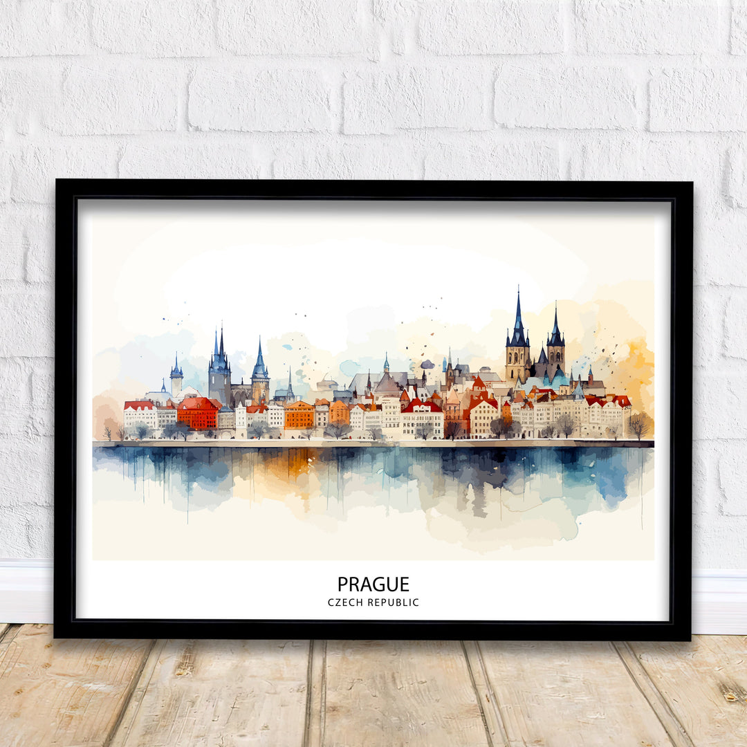 Prague Skyline Czech Republic Poster Historic Cityscape Art Charles Bridge Poster Bohemian Capital