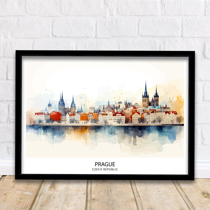 Prague Skyline Czech Republic Poster Historic Cityscape Art Charles Bridge Poster Bohemian Capital