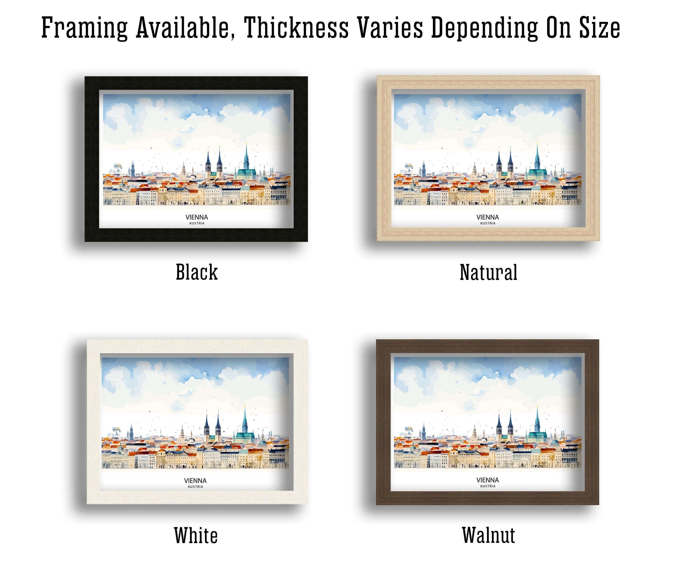 Vienna Skyline Austria Print Imperial Cityscape Art Danube River Poster Austrian Capital Wall Decor Historic Architecture Illustration