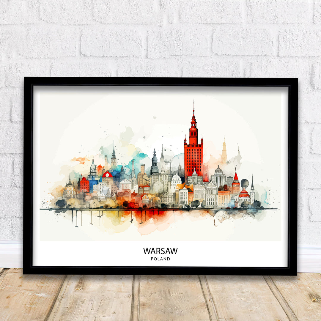 Warsaw Skyline Poland Poster Modern Cityscape Art Polish Capital Poster Urban Landscape