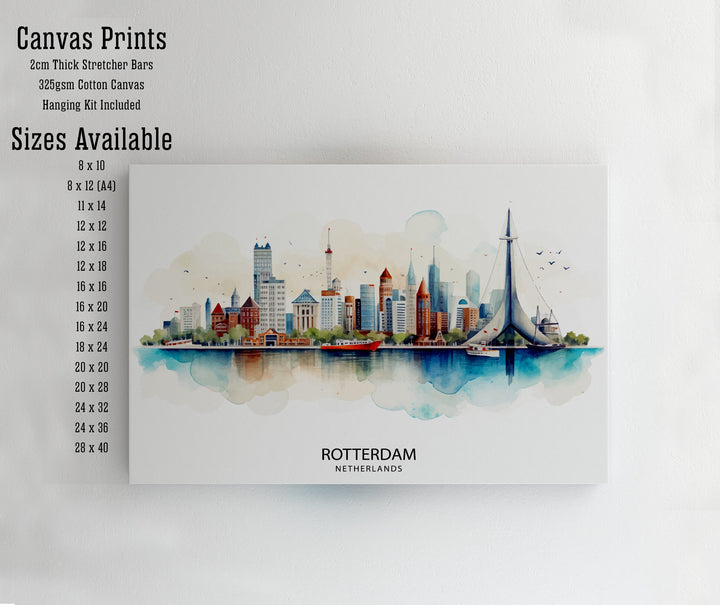 Rotterdam Skyline Netherlands Poster Modern Architecture Art Dutch Harbor Poster Urban Landscape