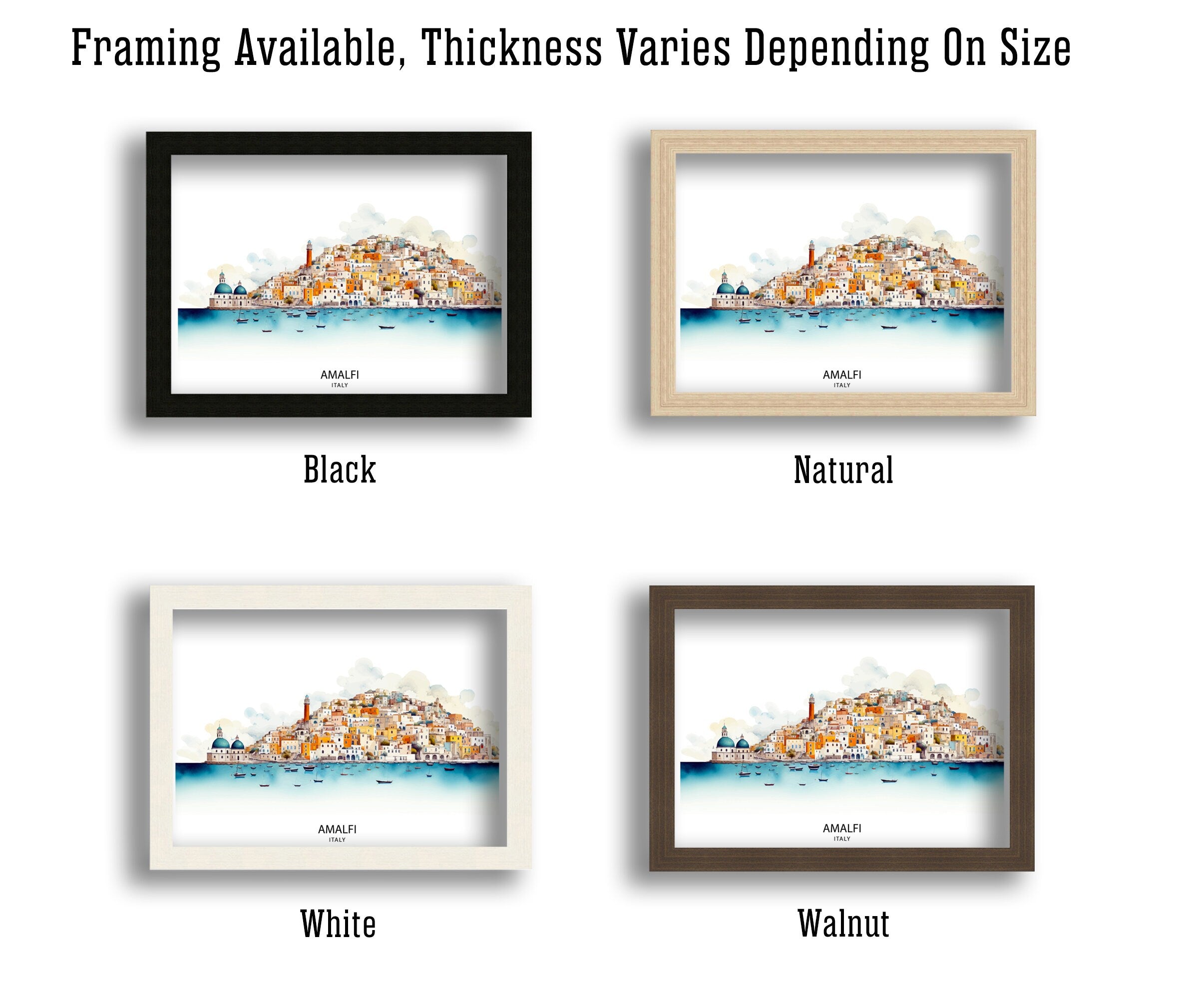 Amalfi Skyline Art Print Italian Seaside Poster Amalfi Skyline Wall Decor Mediterranean Landscape Illustration Italy Coastal Artwork Scenic
