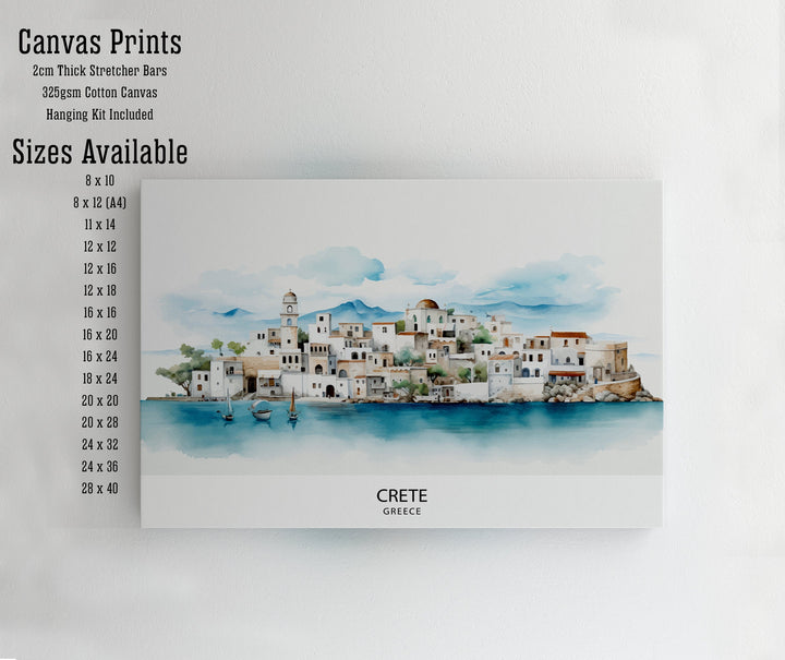 Crete Island Art Poster Greek Island Skyline Mediterranean Seascape Poster Crete Landscape