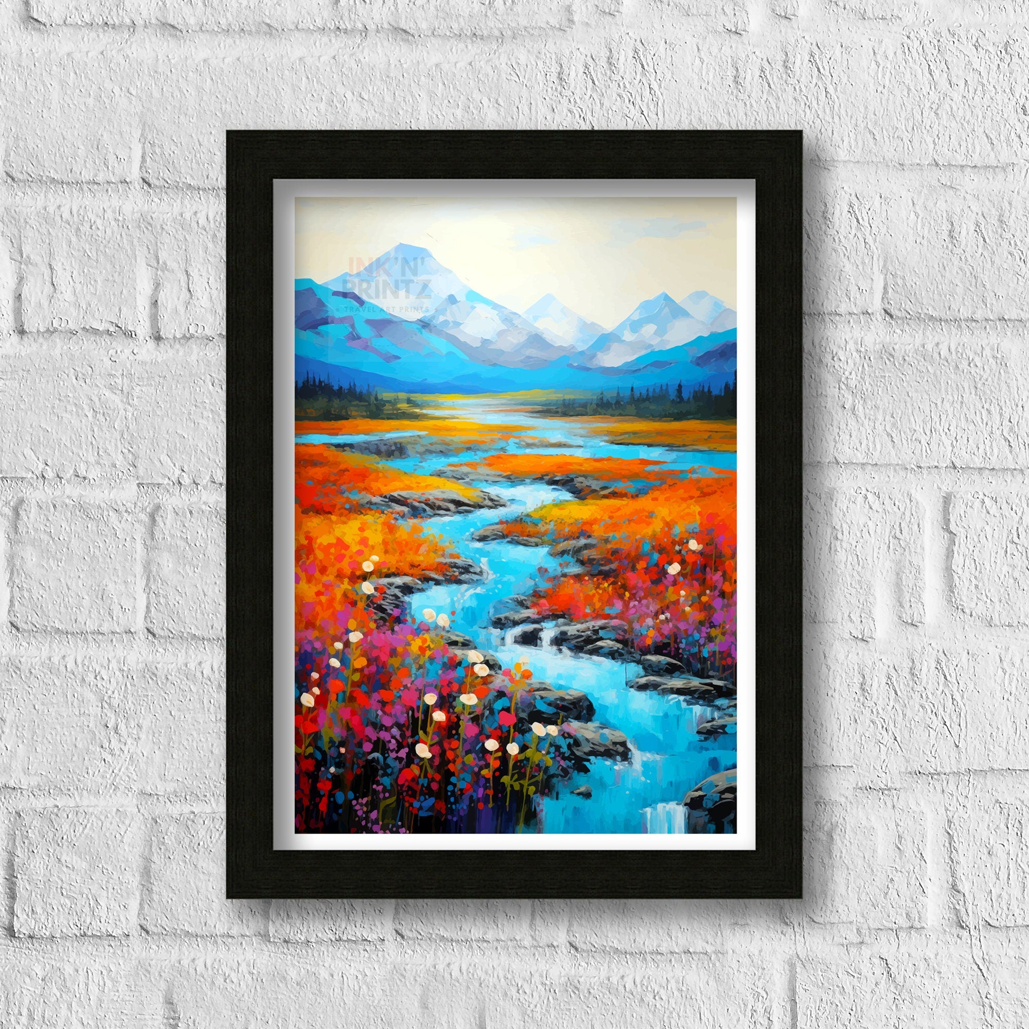 Denali National Park Alaska Travel Print Denali Wall Decor Denali Poster Alaska Travel Prints Denali Art Print Denali Illustration