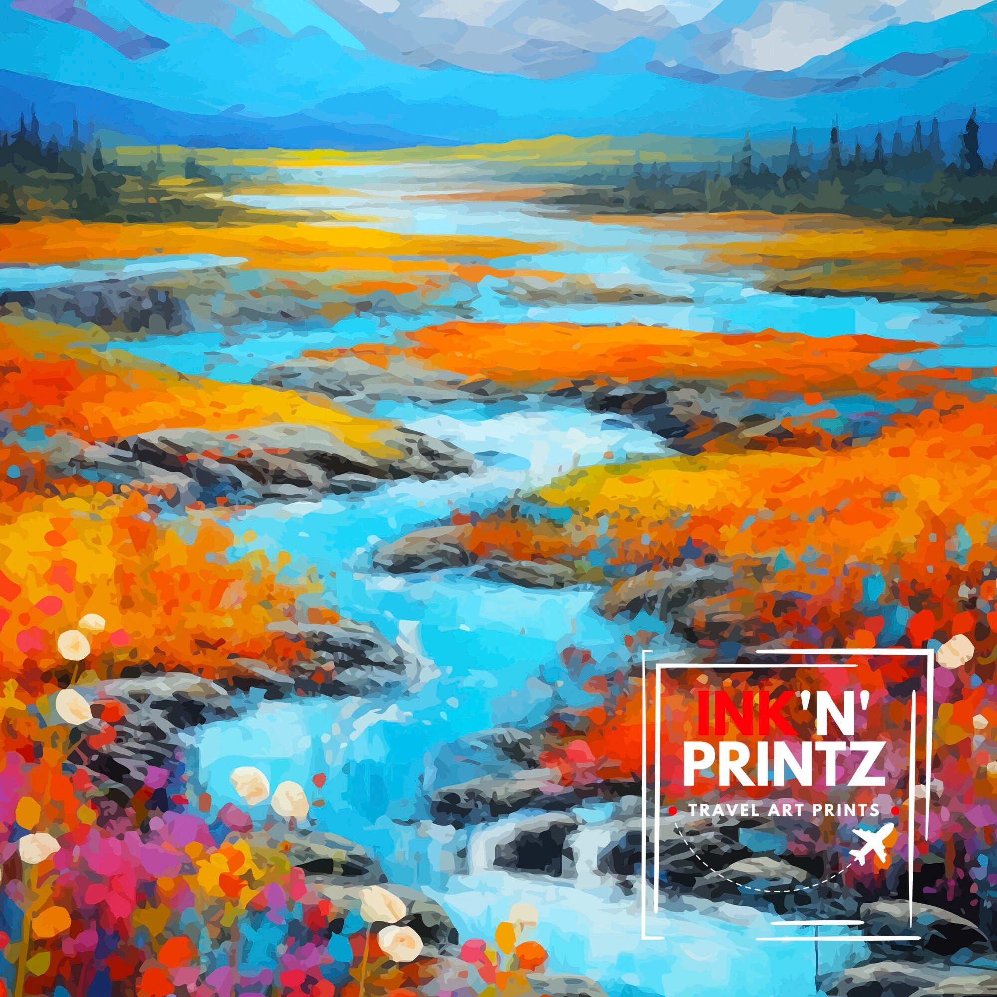 Denali National Park Alaska Travel Print Denali Wall Decor Denali Poster Alaska Travel Prints Denali Art Print Denali Illustration