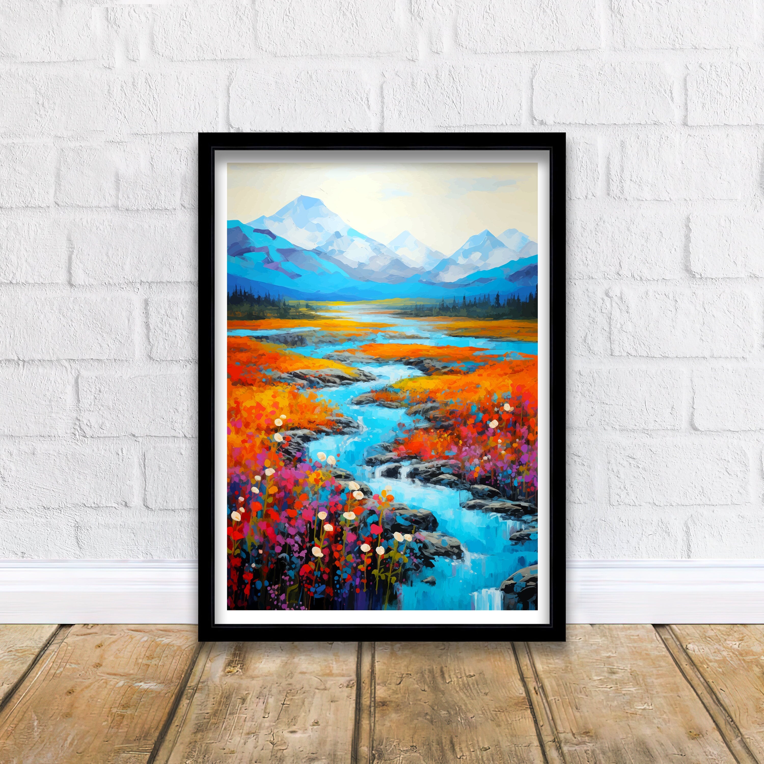 Denali National Park Alaska Travel Print Denali Wall Decor Denali Poster Alaska Travel Prints Denali Art Print Denali Illustration