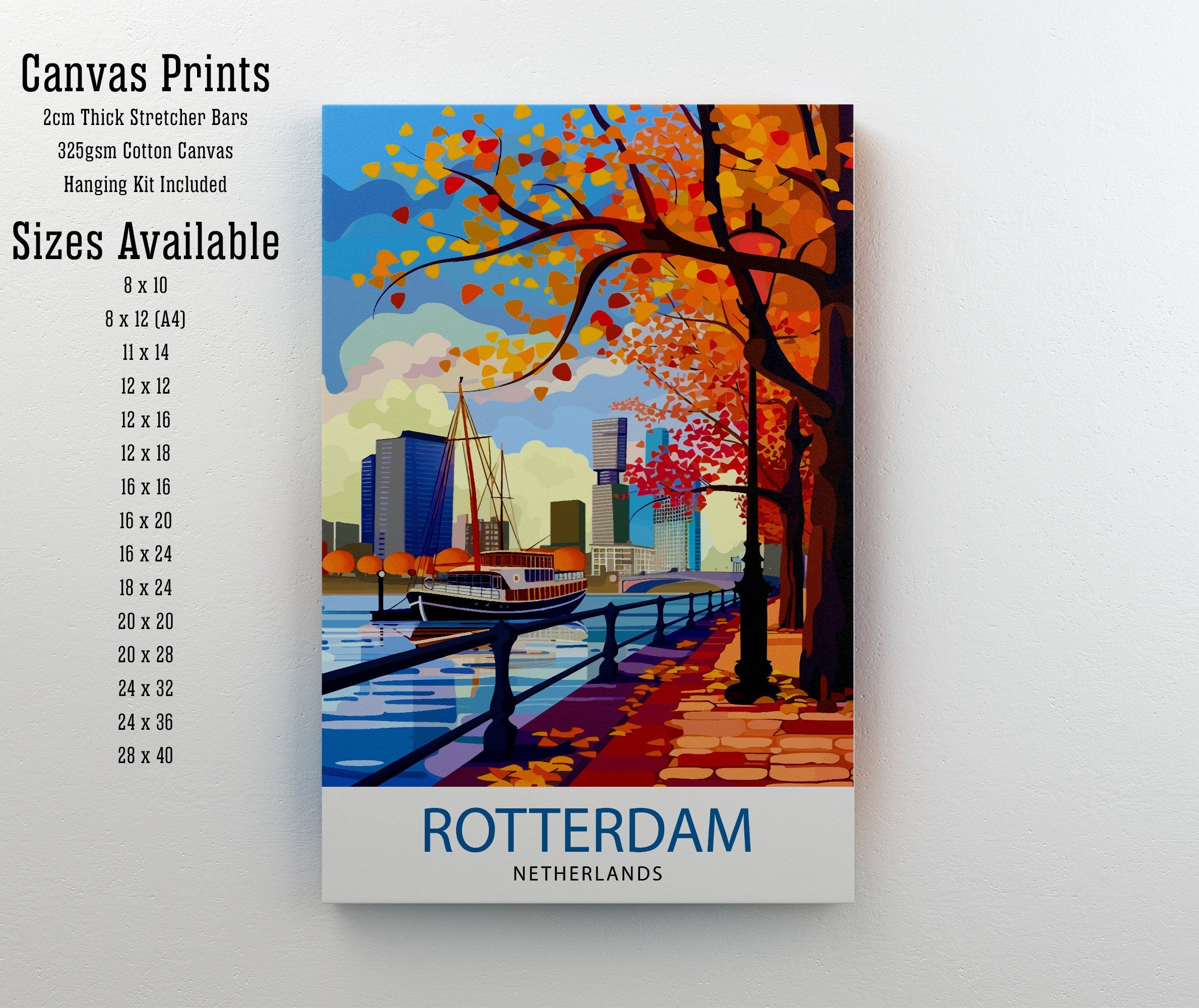 Rotterdam Skyline Netherlands Print Modern Architecture Art Dutch Harbor Poster Urban Landscape Wall Decor European City Illustration