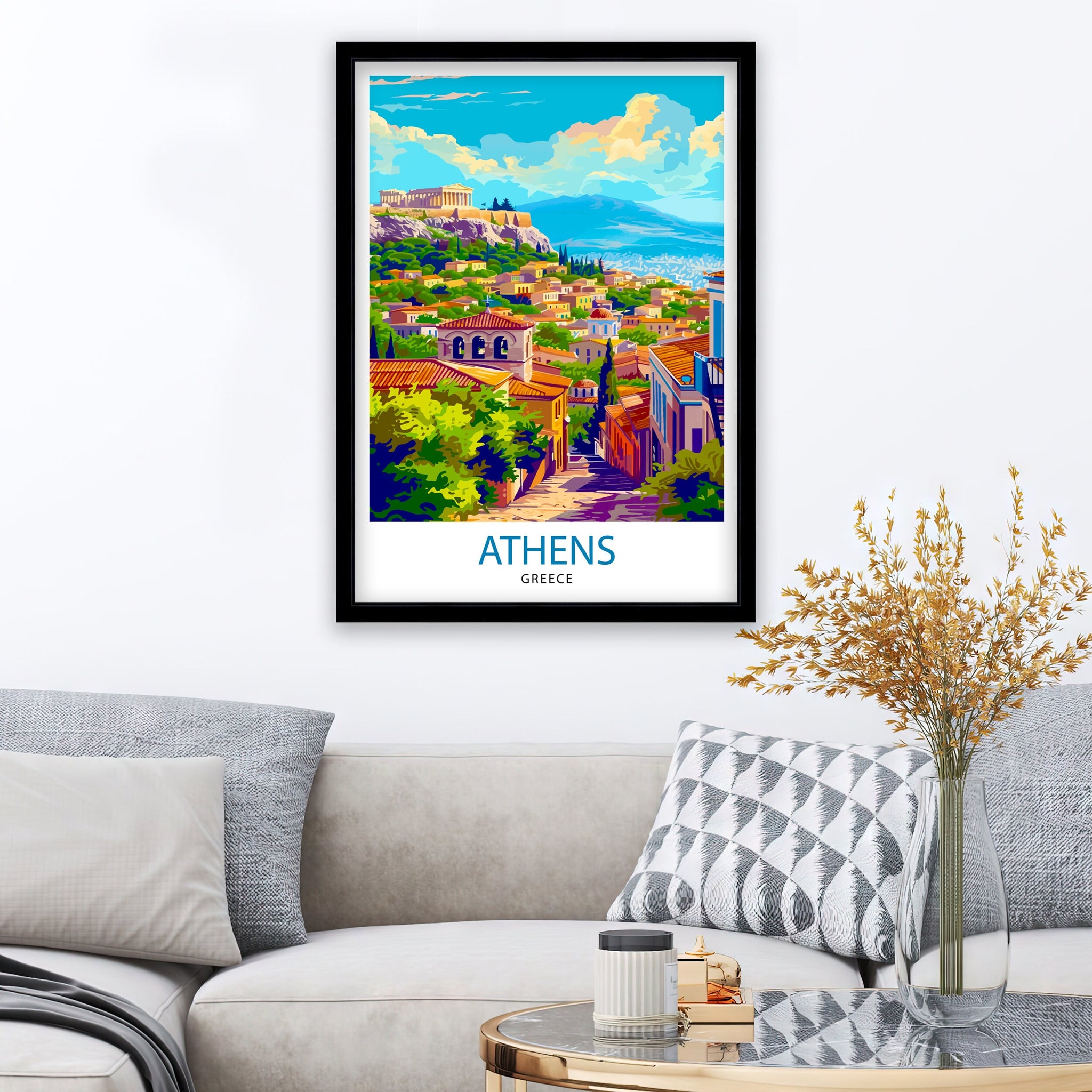 Athens Greece Travel Print Athens Wall Decor Athens Poster Greece Travel Prints Athens Art Print Athens Illustration Athens Wall Art Greece