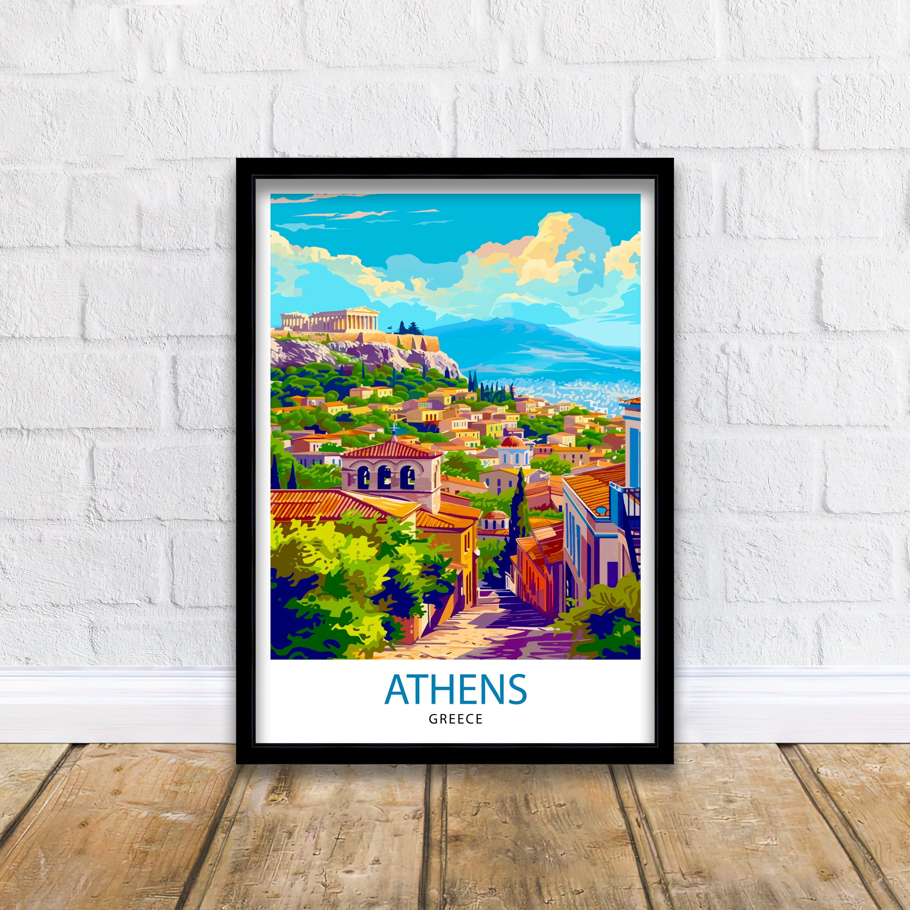 Athens Greece Travel Print Athens Wall Decor Athens Poster Greece Travel Prints Athens Art Print Athens Illustration Athens Wall Art Greece