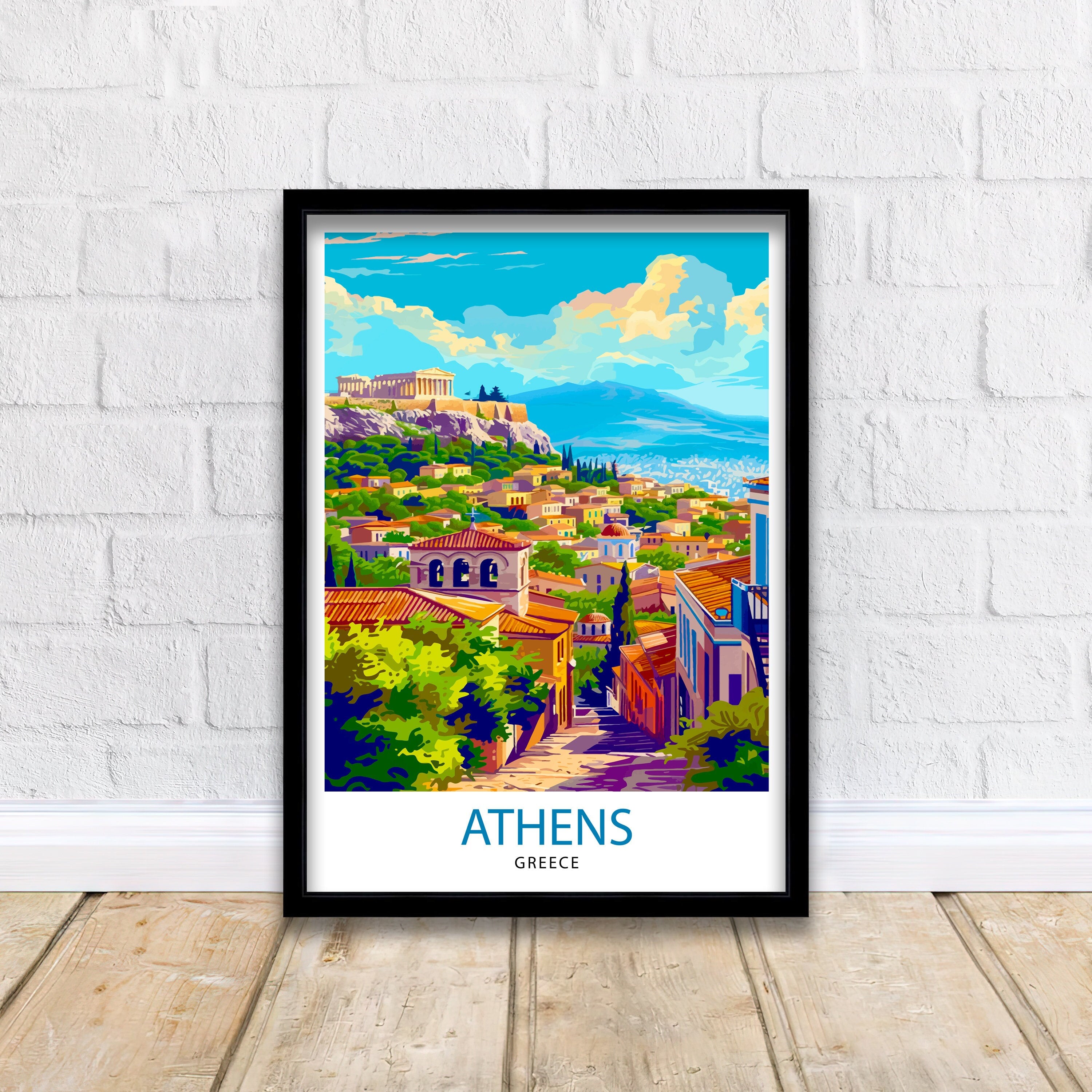 Athens Greece Travel Print Athens Wall Decor Athens Poster Greece Travel Prints Athens Art Print Athens Illustration Athens Wall Art Greece