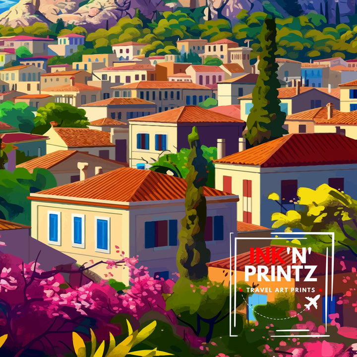 Athens Greece Travel Print Athens Wall Decor Athens Poster Greece Travel Prints Athens Art Print Athens Illustration Athens Wall Art Greece