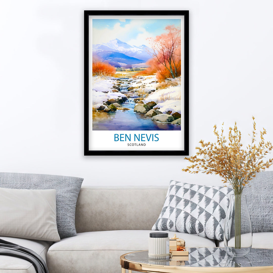 Ben Nevis Poster Scottish Mountain Decor Fort William Scotland Wall Art Ben Nevis Summit Poster Scottish Highlands Landscape Artwork Hiking