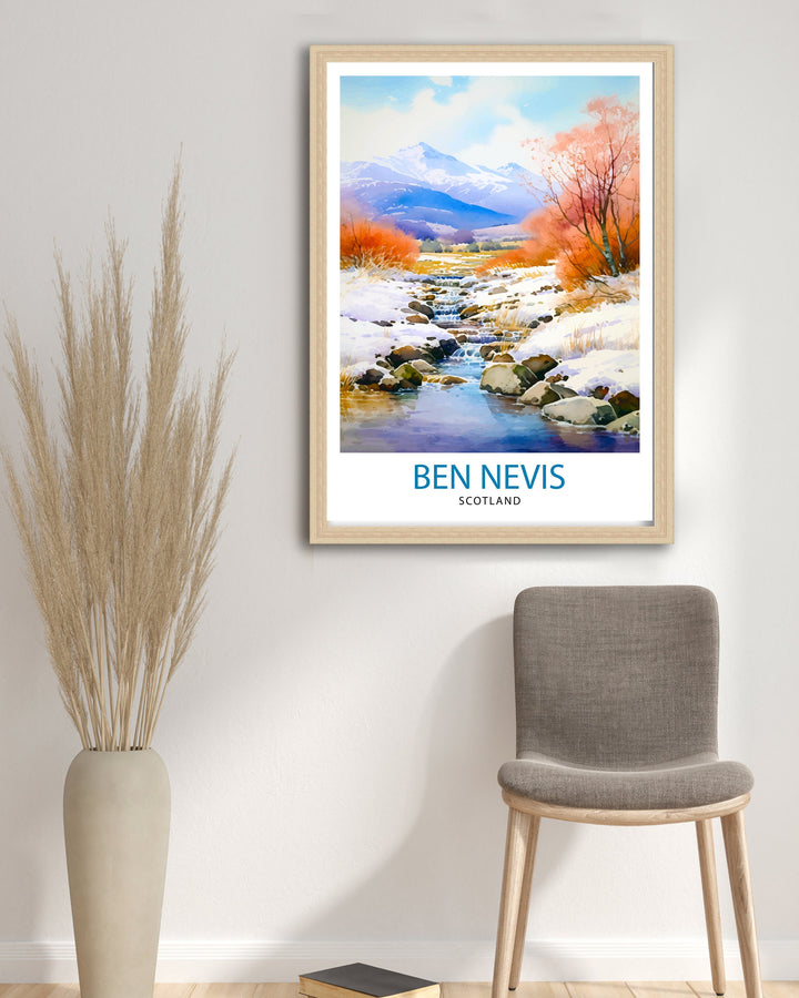 Ben Nevis Poster Scottish Mountain Decor Fort William Scotland Wall Art Ben Nevis Summit Poster Scottish Highlands Landscape Artwork Hiking