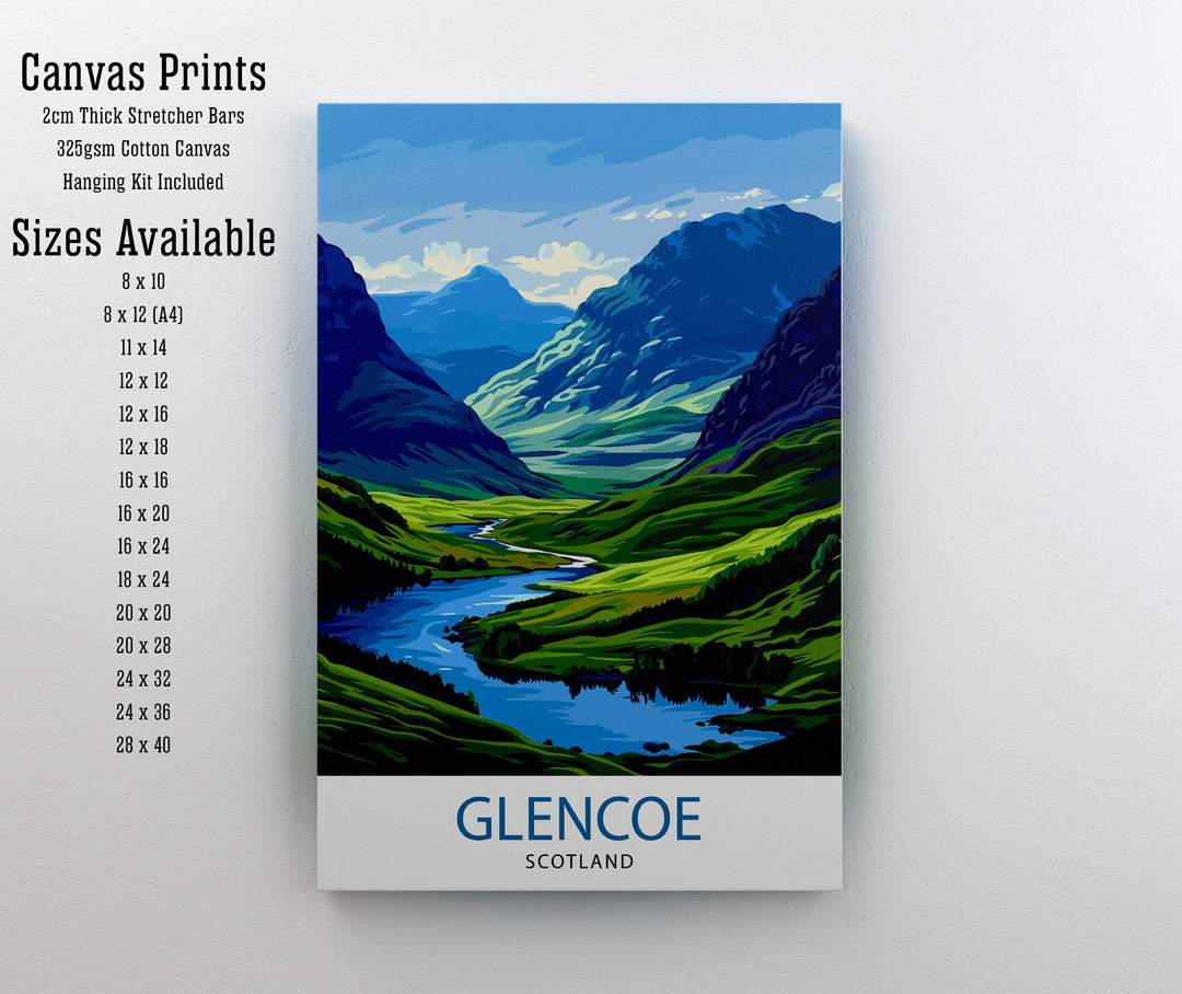 Glencoe Scotland Travel Poster Glencoe Wall Art Glencoe Illustration Scotland Poster Scotland