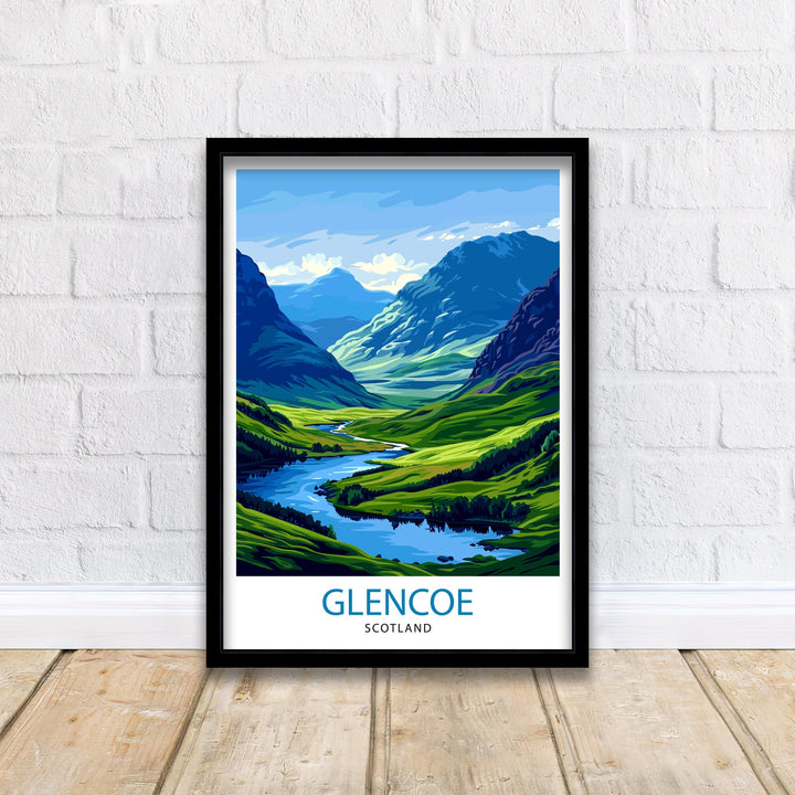 Glencoe Scotland Travel Poster Glencoe Wall Art Glencoe Illustration Scotland Poster Scotland