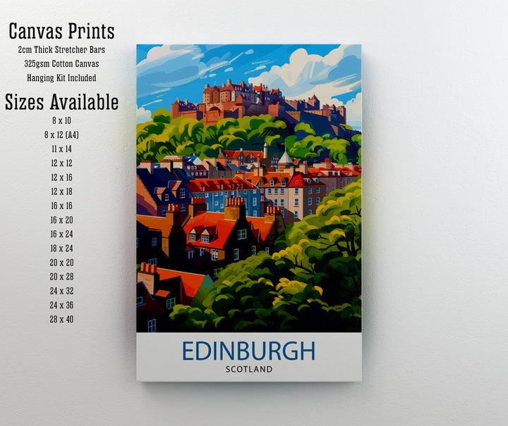 Edinburgh Scotland Travel Poster Edinburgh Wall Art Edinburgh Home Decor Scotland Illustration