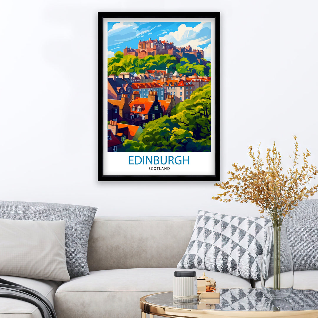 Edinburgh Scotland Travel Poster Edinburgh Wall Art Edinburgh Home Decor Scotland Illustration