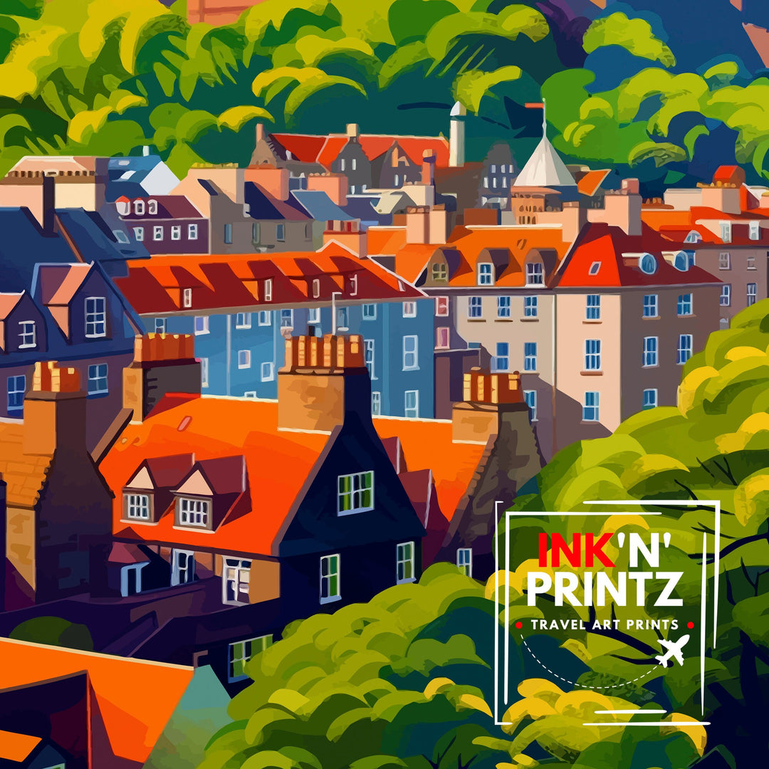 Edinburgh Scotland Travel Poster Edinburgh Wall Art Edinburgh Home Decor Scotland Illustration