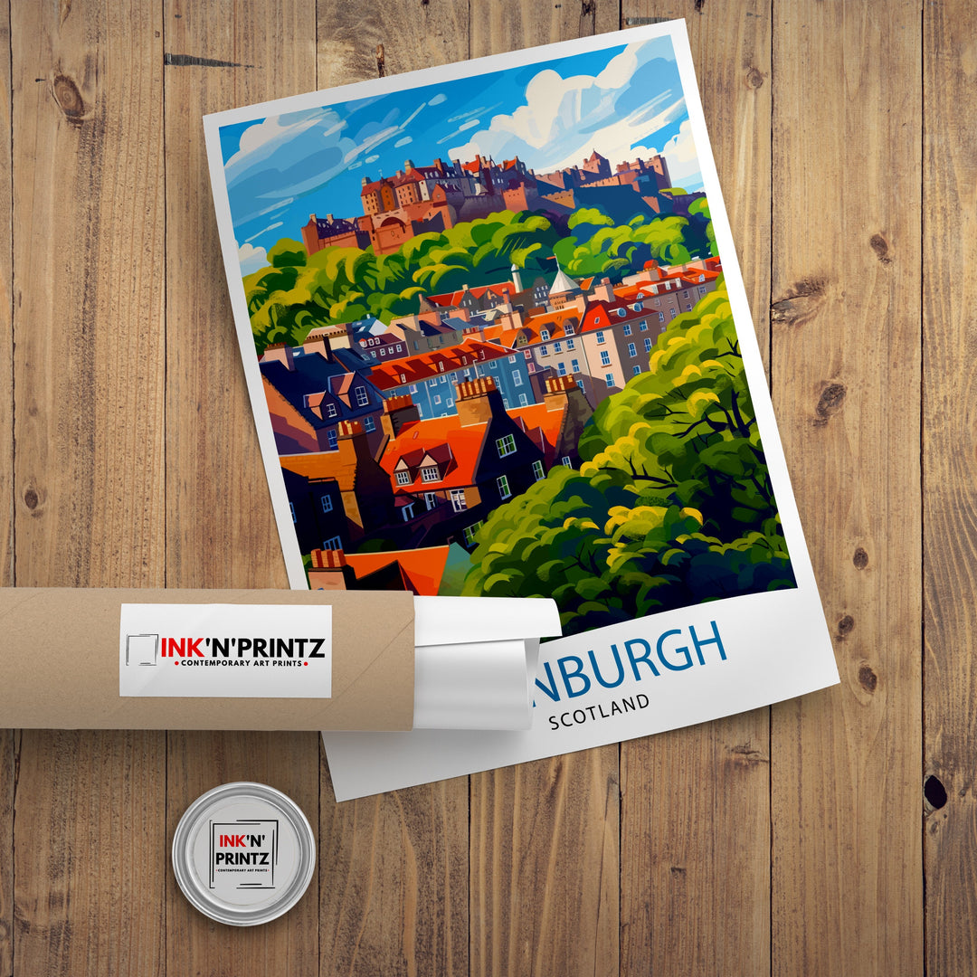 Edinburgh Scotland Travel Poster Edinburgh Wall Art Edinburgh Home Decor Scotland Illustration