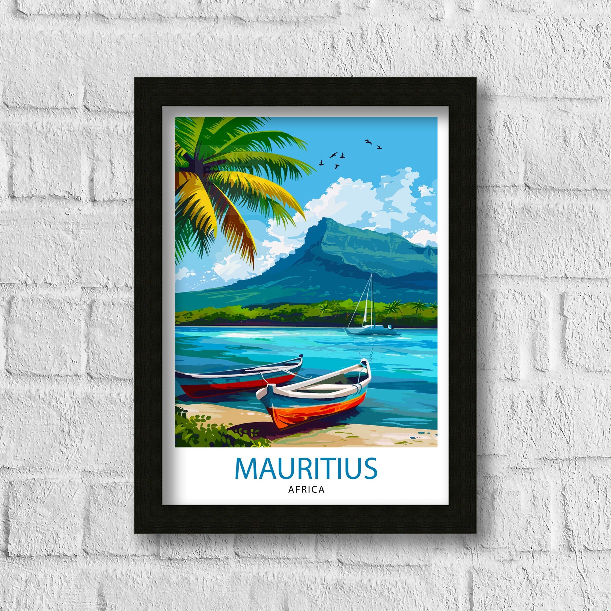 Mauritius Travel Print Mauritius Poster | Mauritius | Mauritius Wall Art | Travel Print | Travel Poster | Mauritius Art | Mauritius Travel
