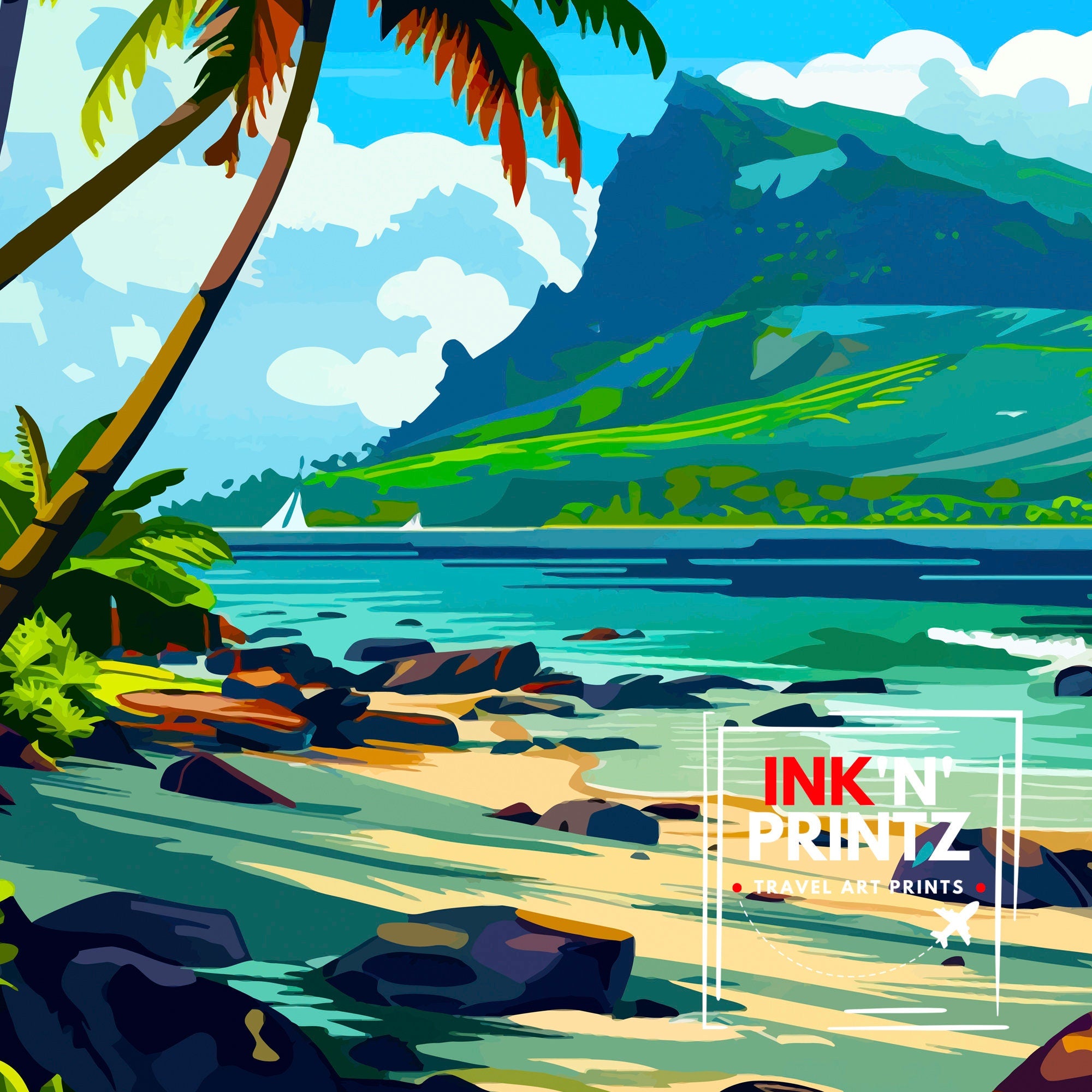 Mauritius Travel Print Mauritius Poster | Mauritius | Mauritius Wall Art | Travel Print | Travel Poster | Mauritius Art | Mauritius Travel
