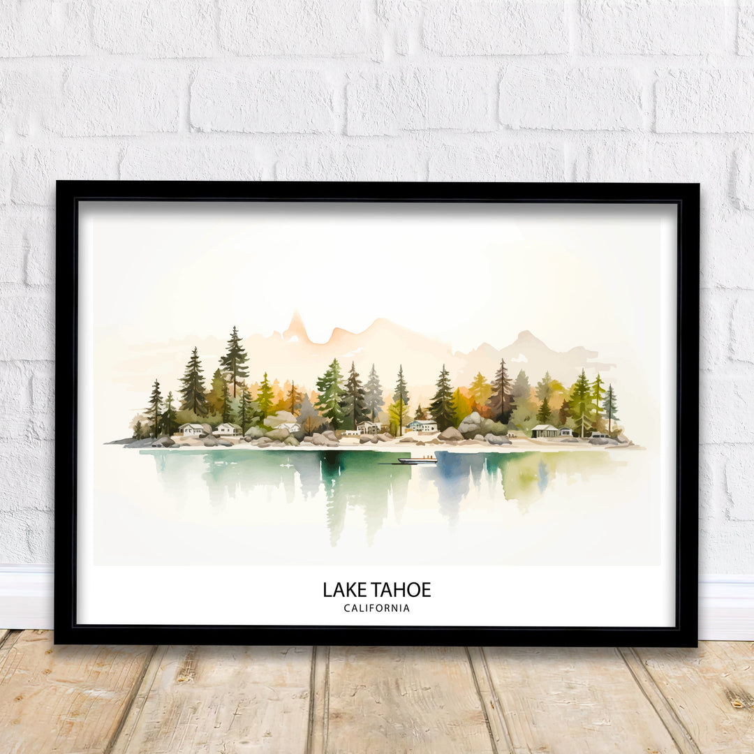 Lake Tahoe Travel Poster Wall Art Decor Lake Tahoe Illustration Travel Poster Gift for Lake Tahoe California Home Decor