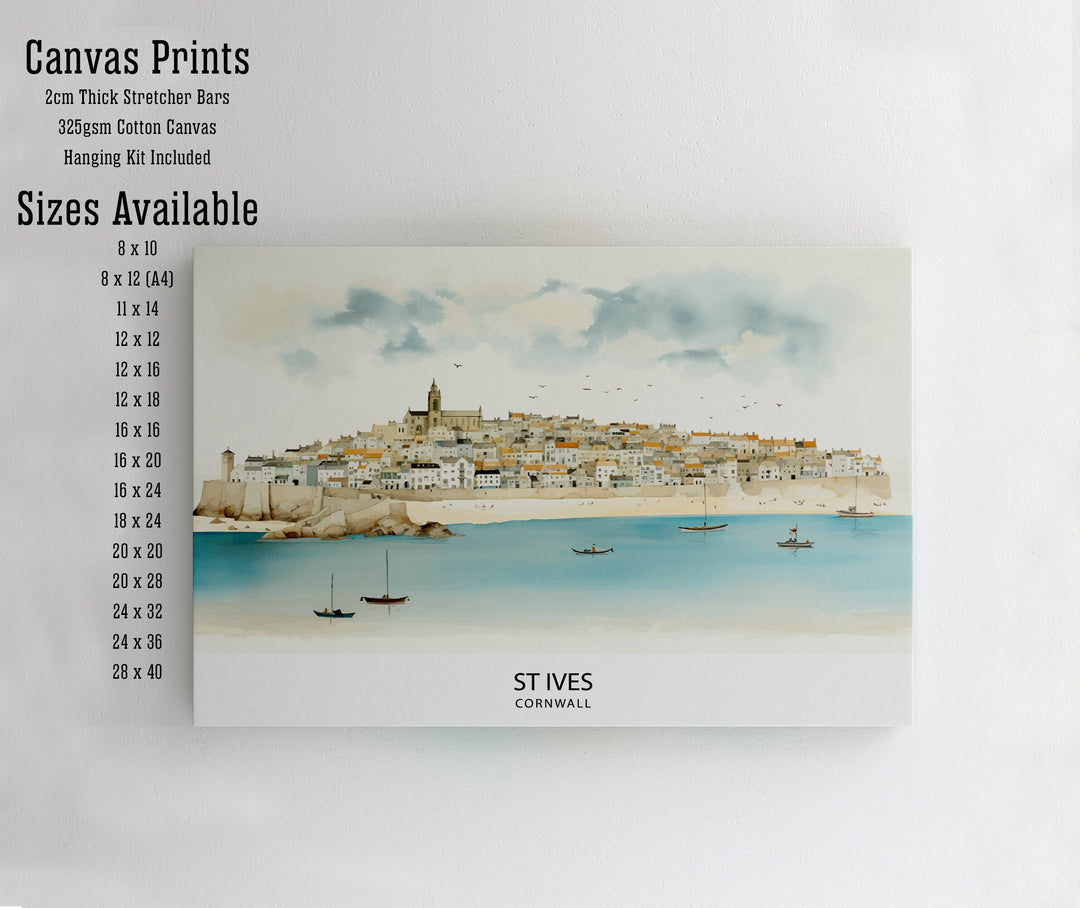 St Ives Cornwall Poster Coastal Town Art Cornish Seaside Poster St Ives Harbor