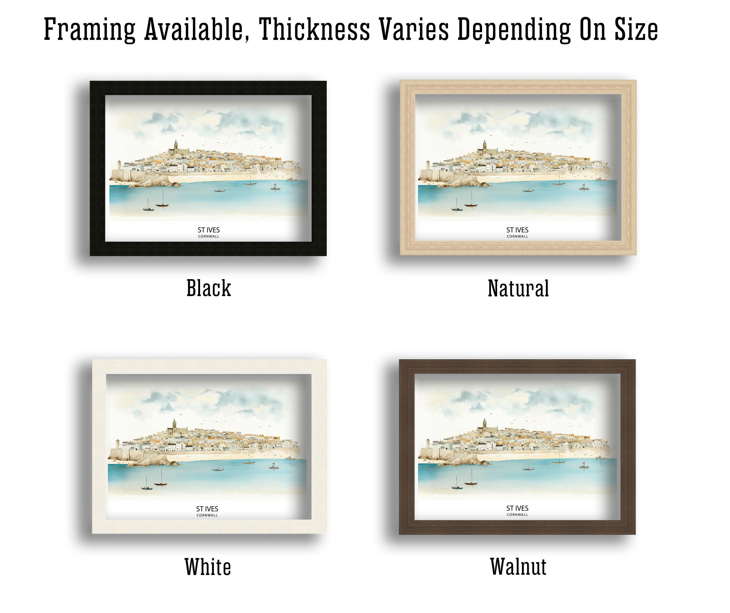 St Ives Cornwall Poster Coastal Town Art Cornish Seaside Poster St Ives Harbor