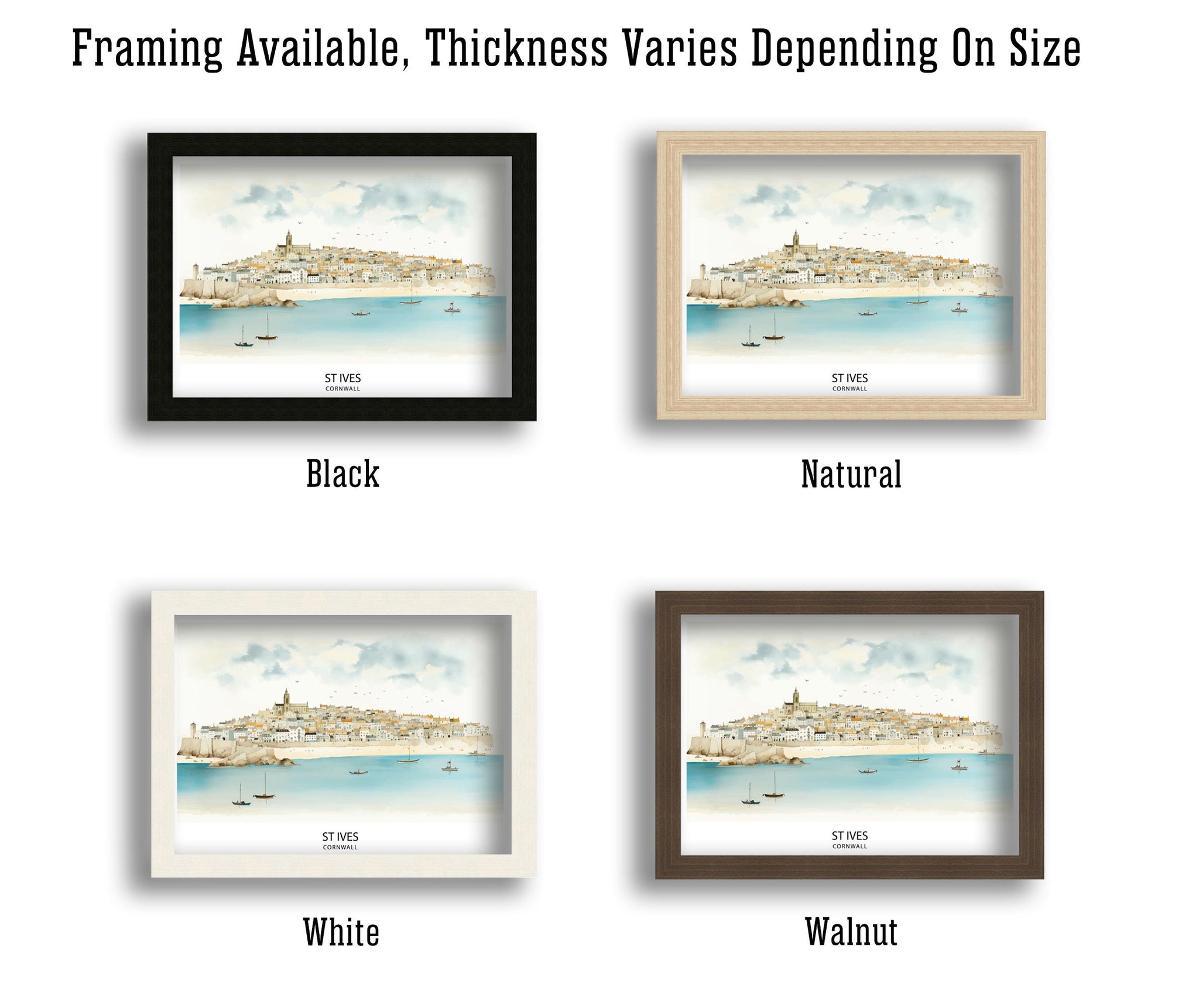 St Ives Cornwall Poster Coastal Town Art Cornish Seaside Poster St Ives Harbor