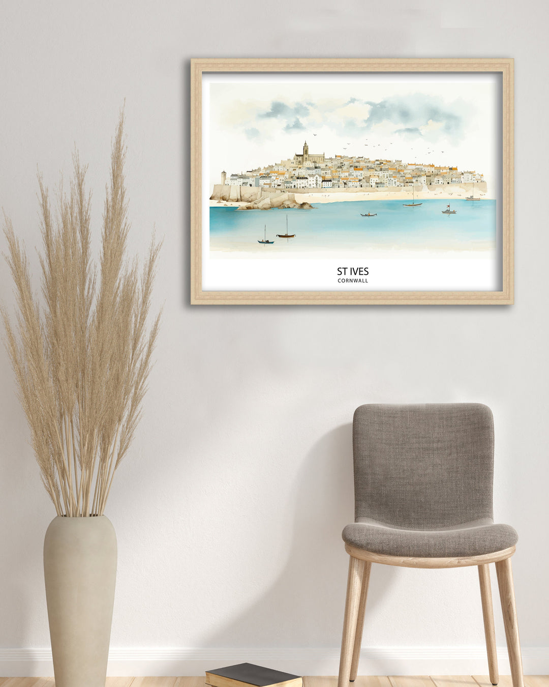 St Ives Cornwall Poster Coastal Town Art Cornish Seaside Poster St Ives Harbor