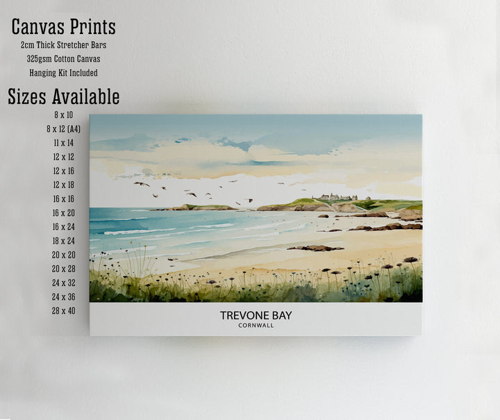 Trevone Bay Cornwall Travel Poster Trevone Bay