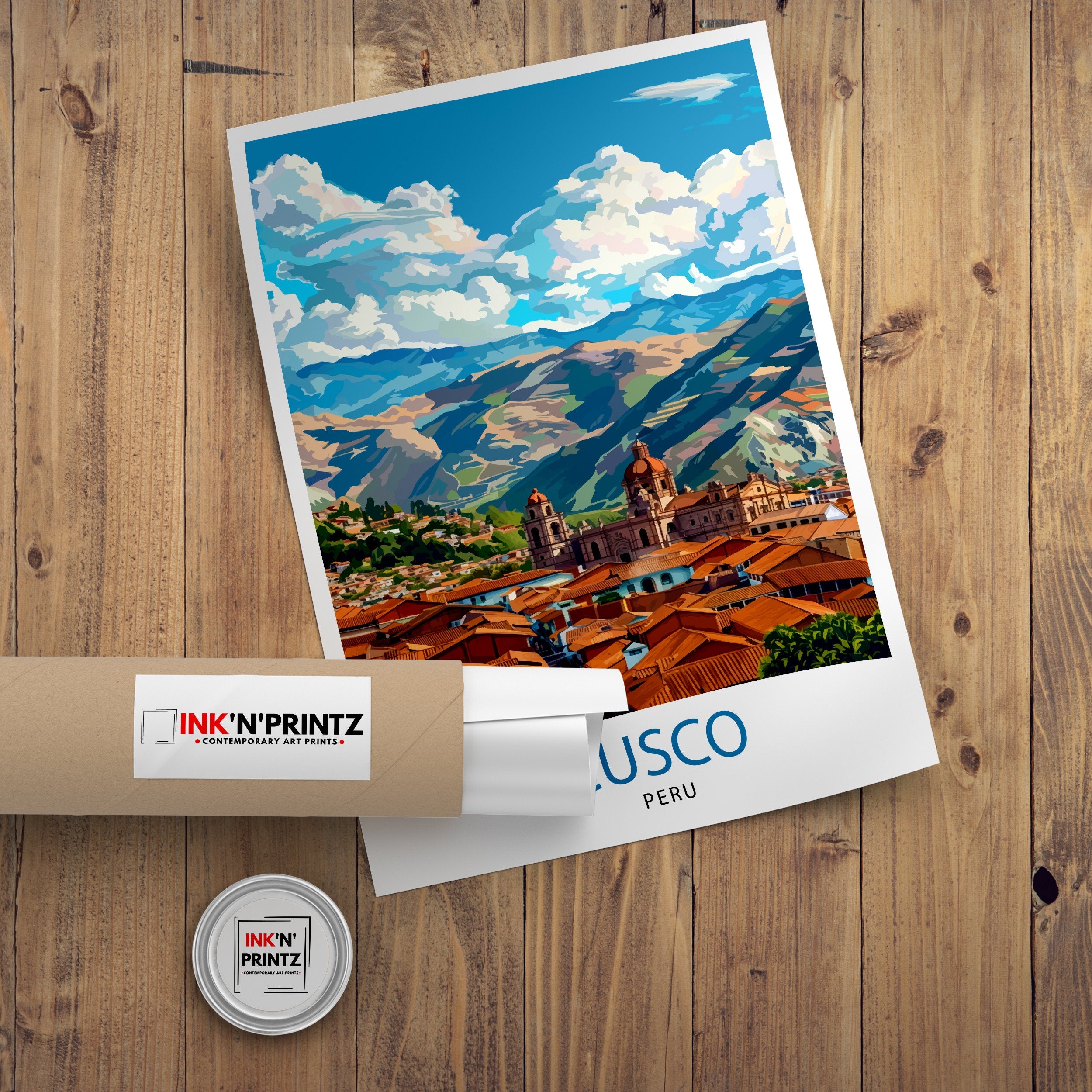 Cusco Peru Travel Print Ancient Inca Capital Art Andean Cityscape Poster Peruvian Culture Wall Decor Sacred Valley Illustration