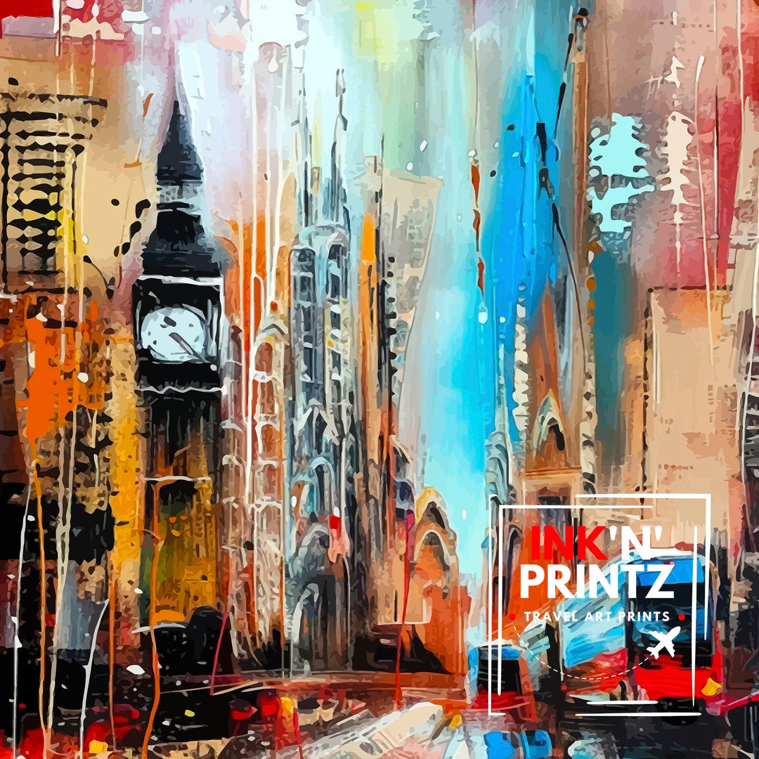 Abstract London Art Poster Modern Cityscape Interpretation Colorful London Skyline Contemporary UK Capital