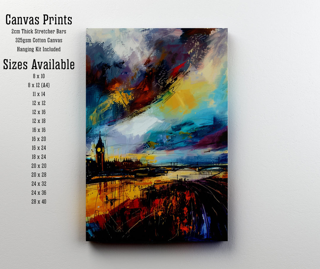 Abstract London Art Poster Modern Cityscape Interpretation Colorful London Skyline Contemporary UK Capital