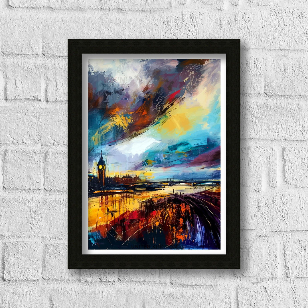 Abstract London Art Poster Modern Cityscape Interpretation Colorful London Skyline Contemporary UK Capital