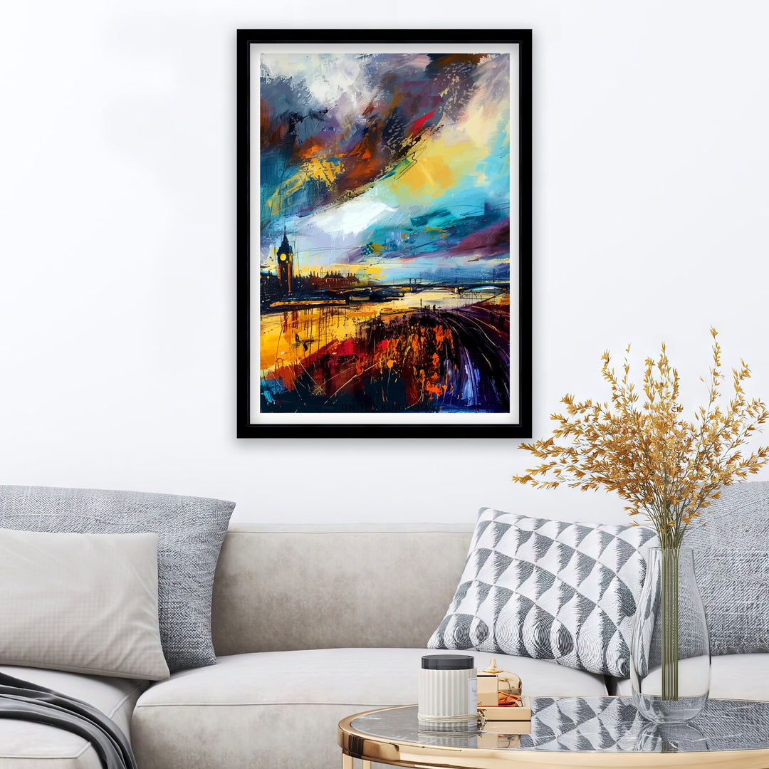 Abstract London Art Poster Modern Cityscape Interpretation Colorful London Skyline Contemporary UK Capital