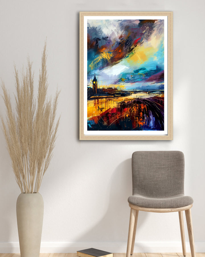 Abstract London Art Poster Modern Cityscape Interpretation Colorful London Skyline Contemporary UK Capital