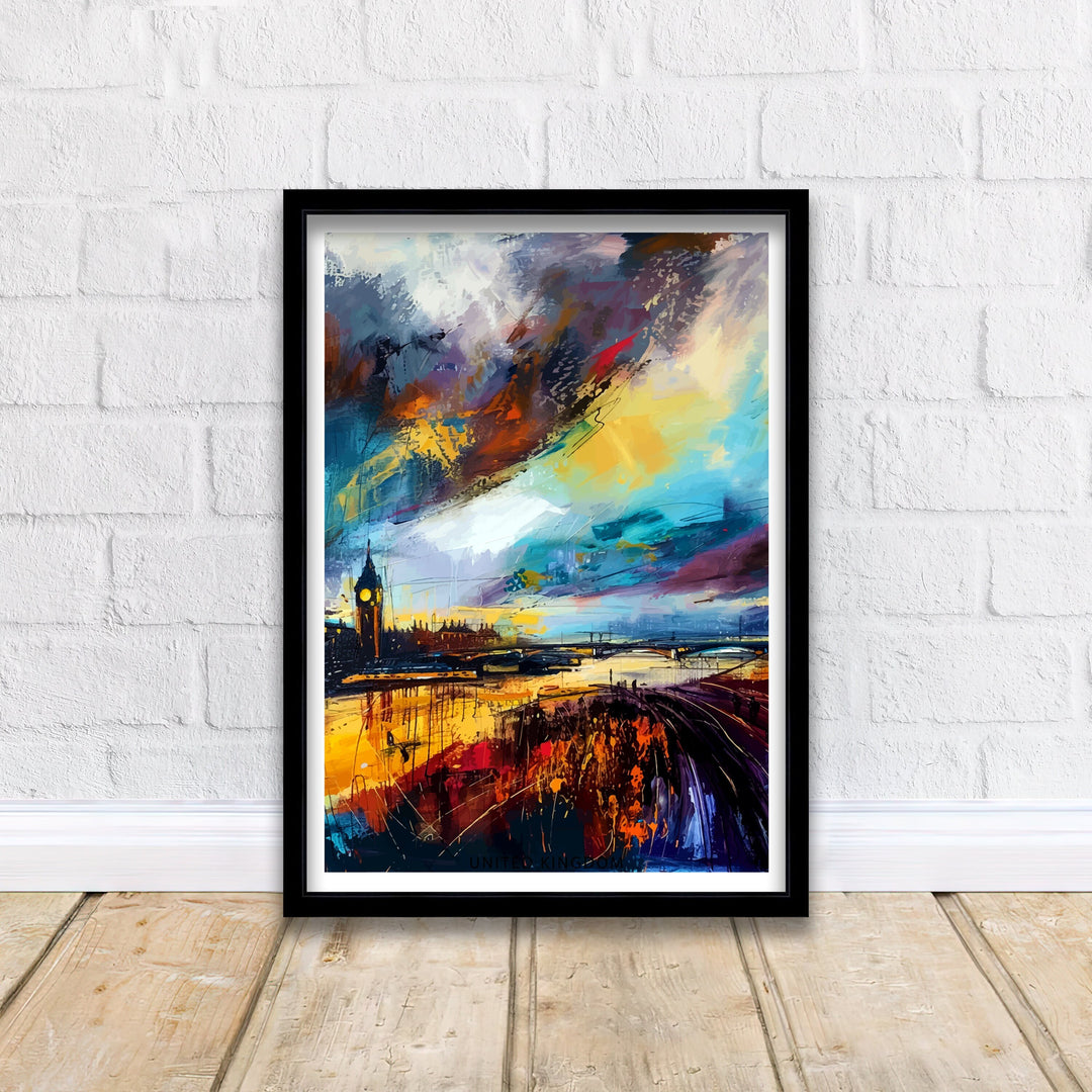 Abstract London Art Poster Modern Cityscape Interpretation Colorful London Skyline Contemporary UK Capital