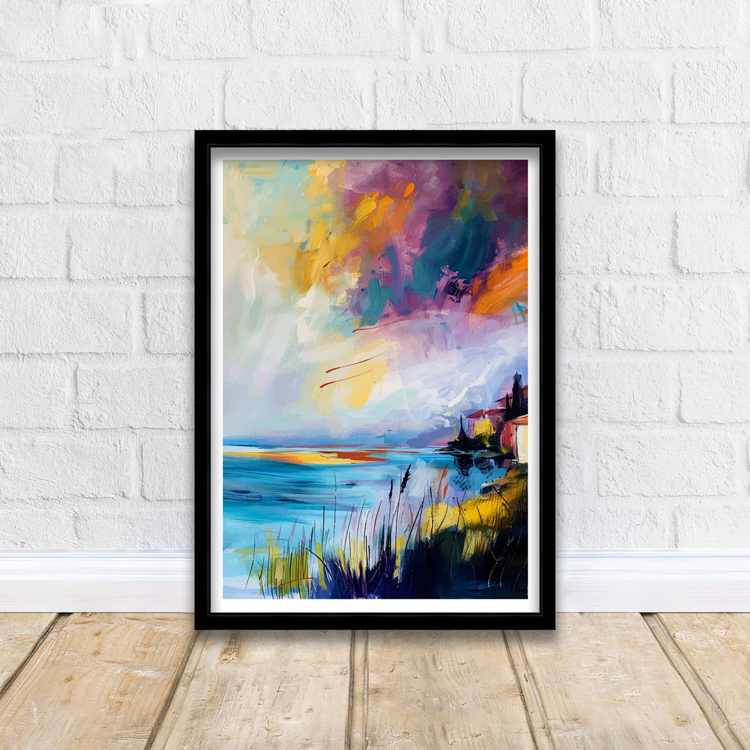 Lake Garda Abstract Art Poster Italian Lakescape Essence Garda Watercolor Poster Italy Serenity