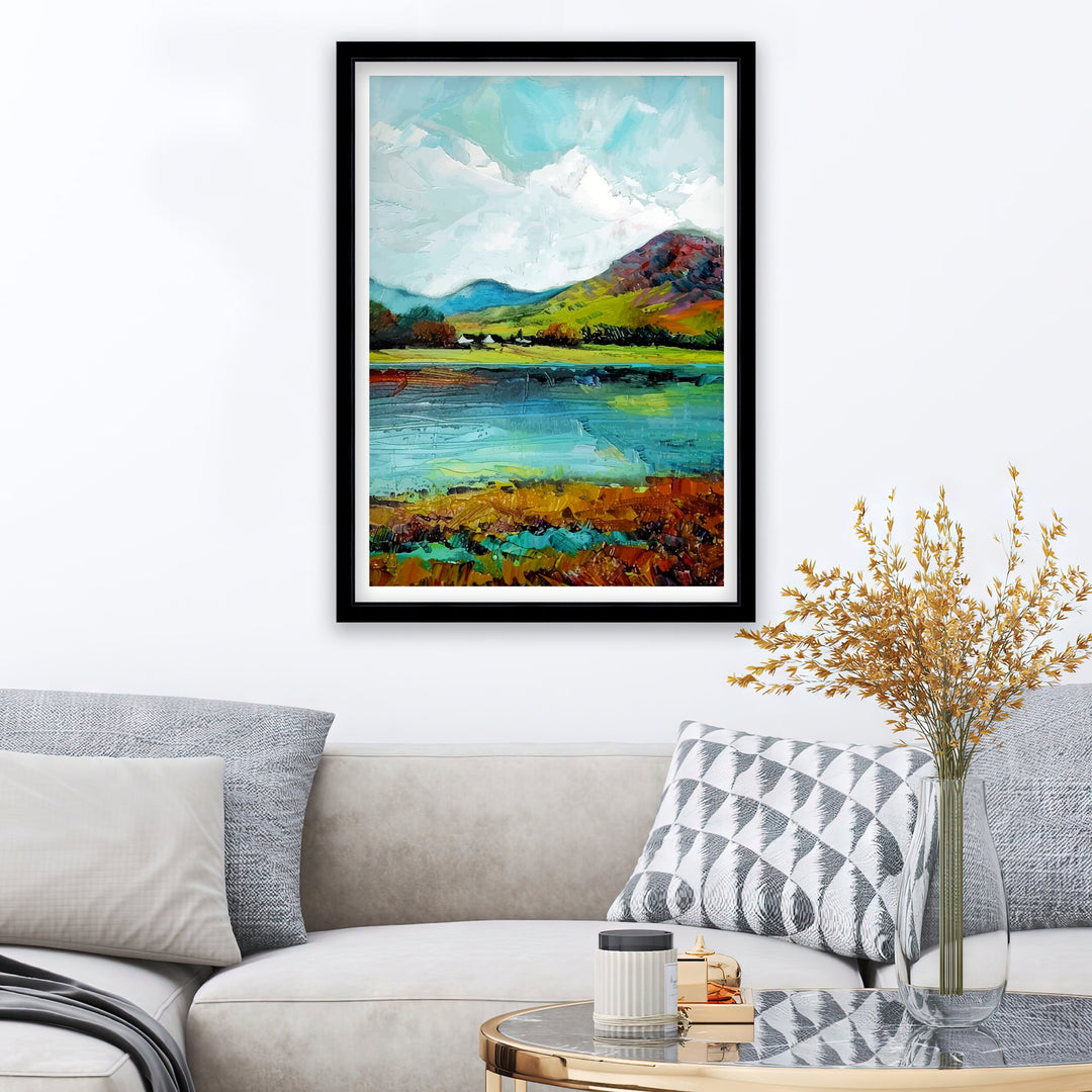 Catbells Lake District Abstract Art Poster English Countryside Essence Lake District Watercolor Poster UK Nature