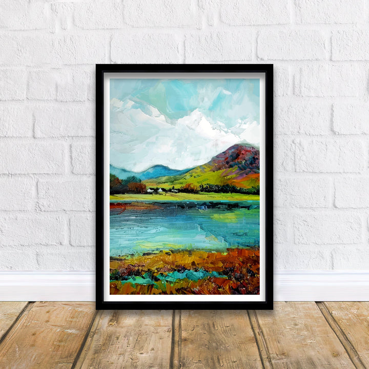 Catbells Lake District Abstract Art Poster English Countryside Essence Lake District Watercolor Poster UK Nature