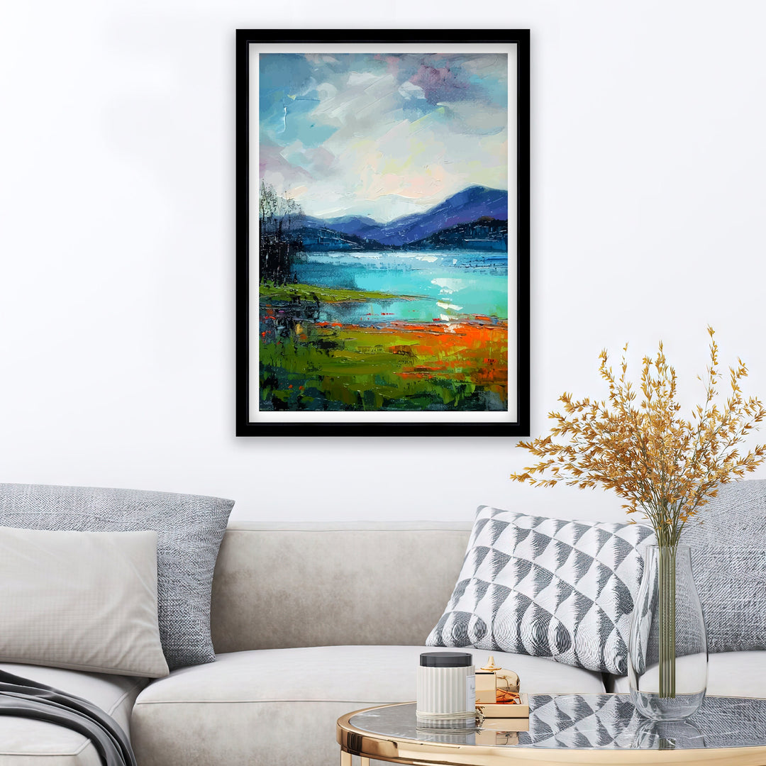 Derwentwater Abstract Art Poster Lake District Impressions Watercolor Lake Scene Cumbrian Lakes