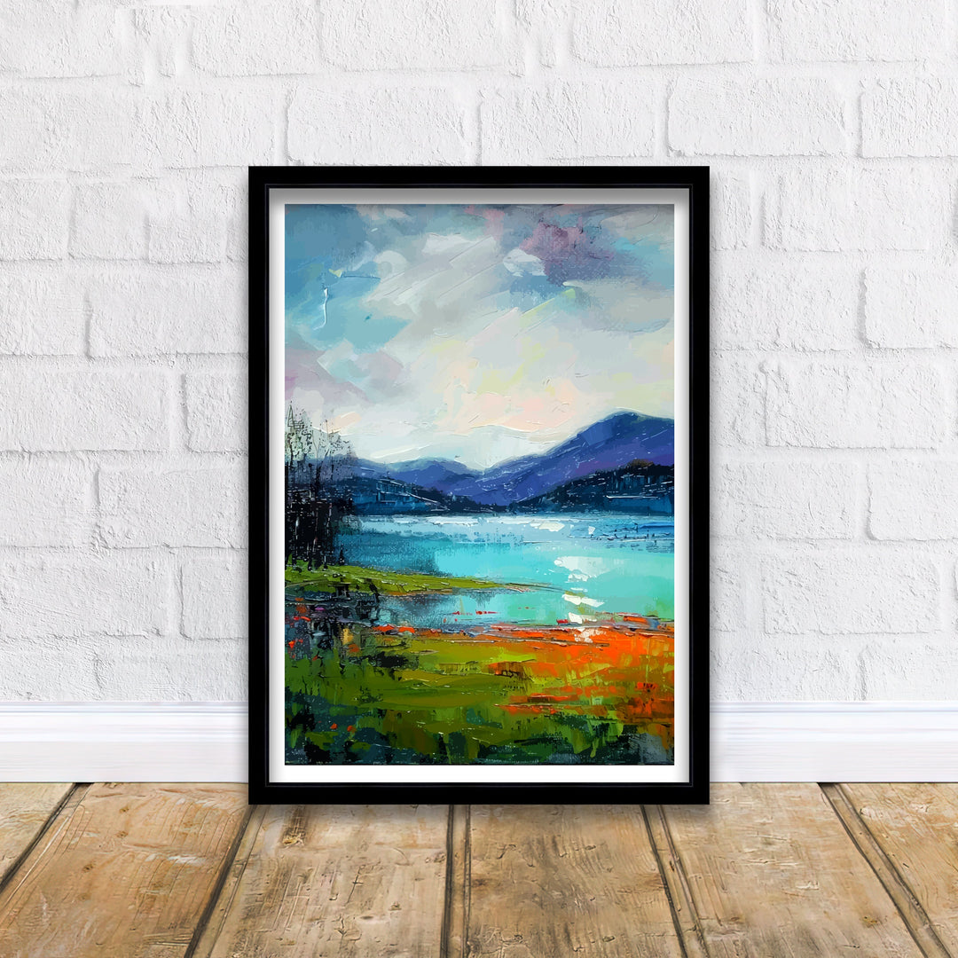 Derwentwater Abstract Art Poster Lake District Impressions Watercolor Lake Scene Cumbrian Lakes